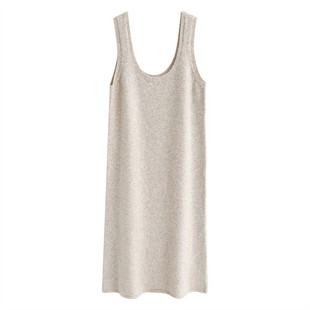 依格歌外贸优品秋冬羊毛绘纺针织背心裙中长款U领无袖叠穿连衣裙