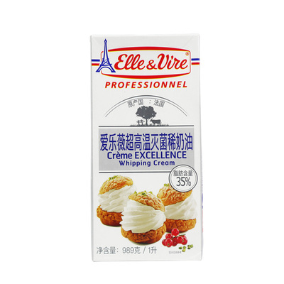 爱乐薇铁塔淡奶油1L动物奶油烘焙