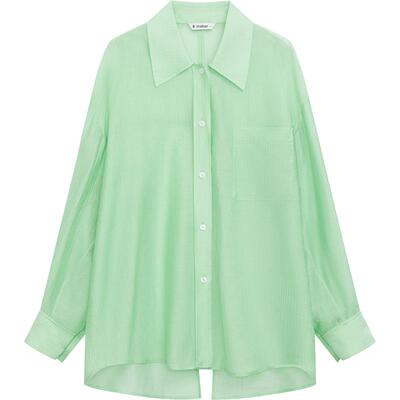 播商场同款百搭衬衫女夏薄款独特宽松淡人长袖衬衣BDR2CD0829