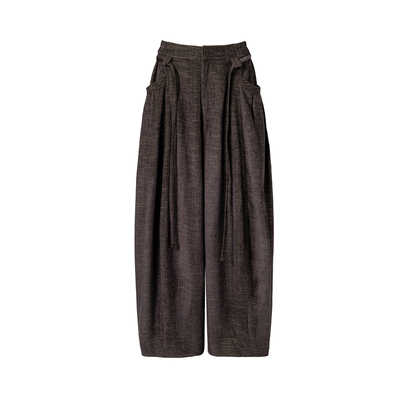 BALIANG「捌樑」 蕴 'Soft' 磨毛垂感工字褶抽绳气球阔腿休闲长裤