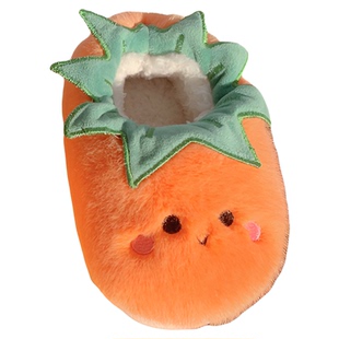 男女童可爱番茄毛绒宝宝棉鞋冬季茄子厚底室内防滑包跟儿童棉拖鞋