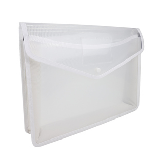 a4大容量文件袋 透明塑料学生用书袋办公商务按扣文件合同简约加厚装资料的袋子网格试卷收纳夹可爱考试专用