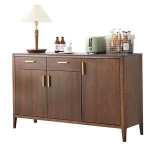 优木家具全实木餐边柜岩板北美橡木餐柜储物柜碗柜北欧简约原木色