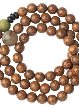 金丝檀木质佛珠手串多圈叠戴新款