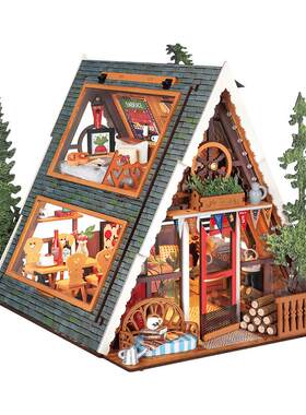 若来三角木屋手工diy小屋艺术屋房子别墅微缩模型积木成人礼物女
