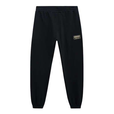 立体贴标刺绣宽松束脚针织裤