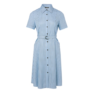 商场同款FF||仿佛夏季条纹衬衫连衣裙气质修身收腰显瘦设计感