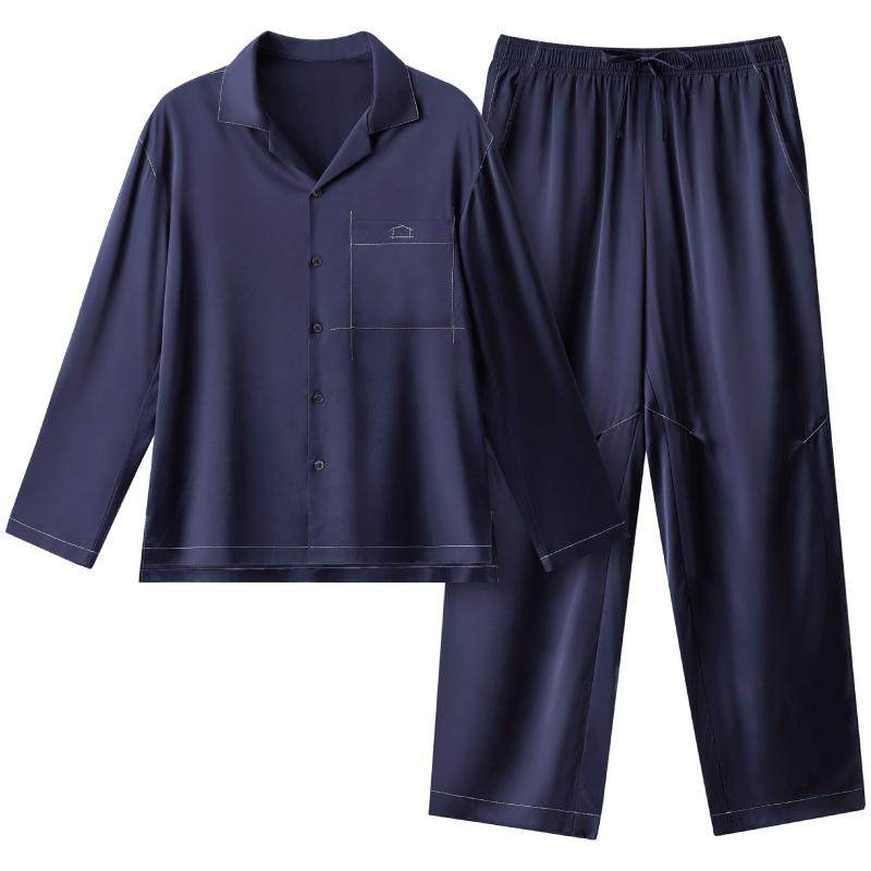 丝丝701H男女真丝长袖长裤套装