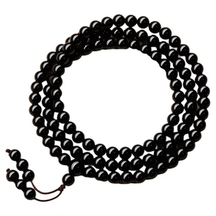 天然黑曜石手串官方旗舰店正品金银彩曜石108颗佛珠手链多圈礼物