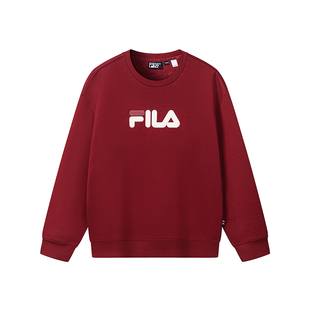 FILA 斐乐官方男子套头卫衣2026冬新款休闲宽松加绒针织长袖上衣
