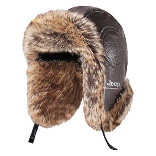 Jeep吉普户外护耳雷锋帽男加绒加厚骑车防寒棉帽子保暖东北皮帽