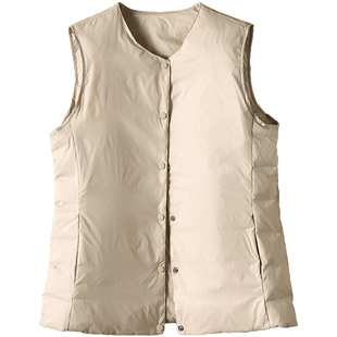 羽绒马甲女款轻薄内穿薄款圆领短款极简风羽绒服内胆背心光面外穿