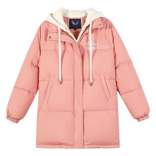 学生羽绒服少女韩版初中生中长款2025冬装面包服90绒宽松外套加厚