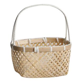 浦澜中式竹编小提篮汉服拍照道具创意提手茶点水果篮包装礼品篮子
