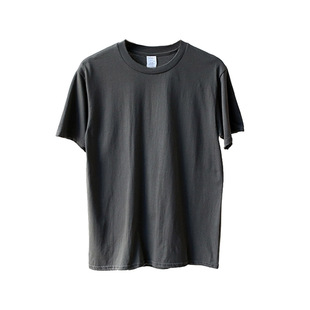 印花定制21支190克日系百搭圆领纯色纯棉短袖T恤男女情侣宽松潮