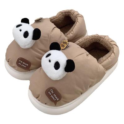 细细条软萌可爱熊猫居家棉拖鞋