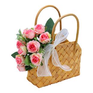 单束假花仿真花塑料绢花雏菊玫瑰花客厅阳台花箱栅栏插花装饰花艺