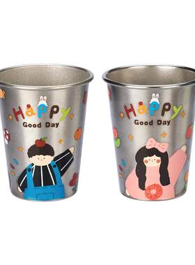 摩登主妇一家四口纯钛漱口杯
