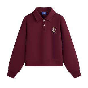 POPSUNDAY摇钱树系列Navigare小帆船红色翻领卫衣女士新款套头衫