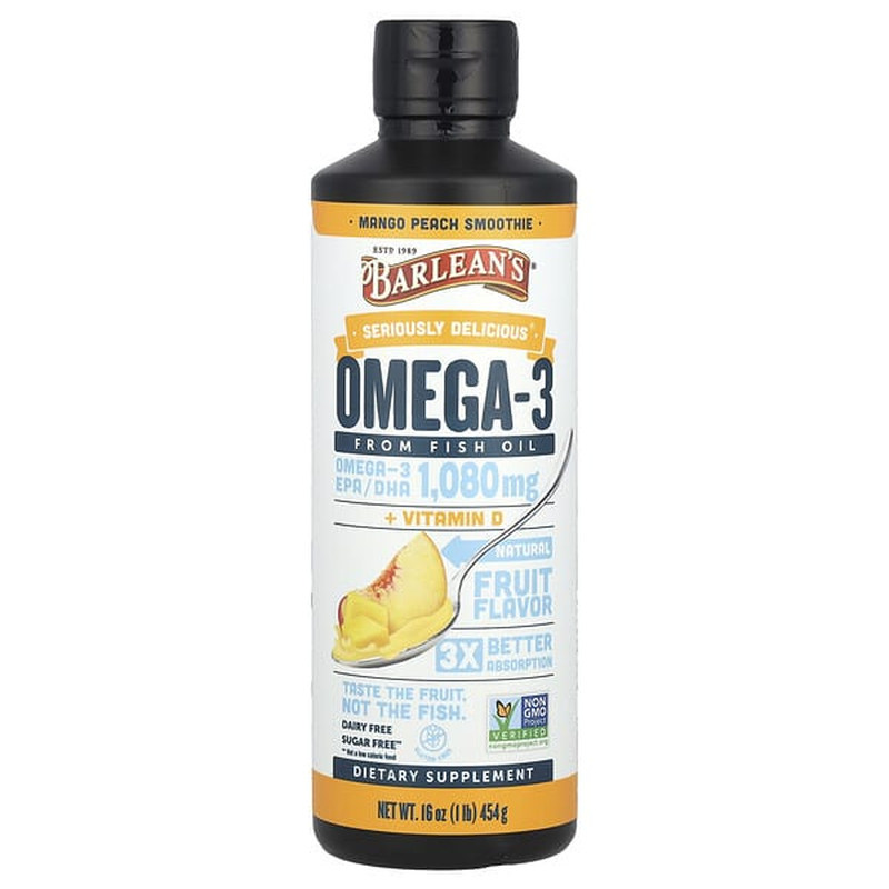 巴宁,Seriously Delicious®,鱼油 Omega-3 Plus 维生素 D,芒果