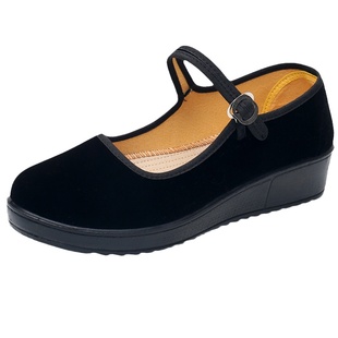 老北京布鞋工装鞋女平底加厚底软底黑色酒店上班工作鞋久站不累脚