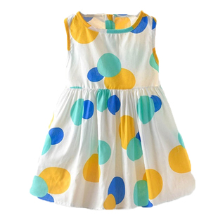 女童纯棉连衣裙夏新款洋气中小童无袖背心裙子宝宝收腰波点棉布裙