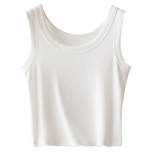 百搭螺纹纯棉小背心吊带女内搭短款修身显瘦简约抹胸打底露脐上衣