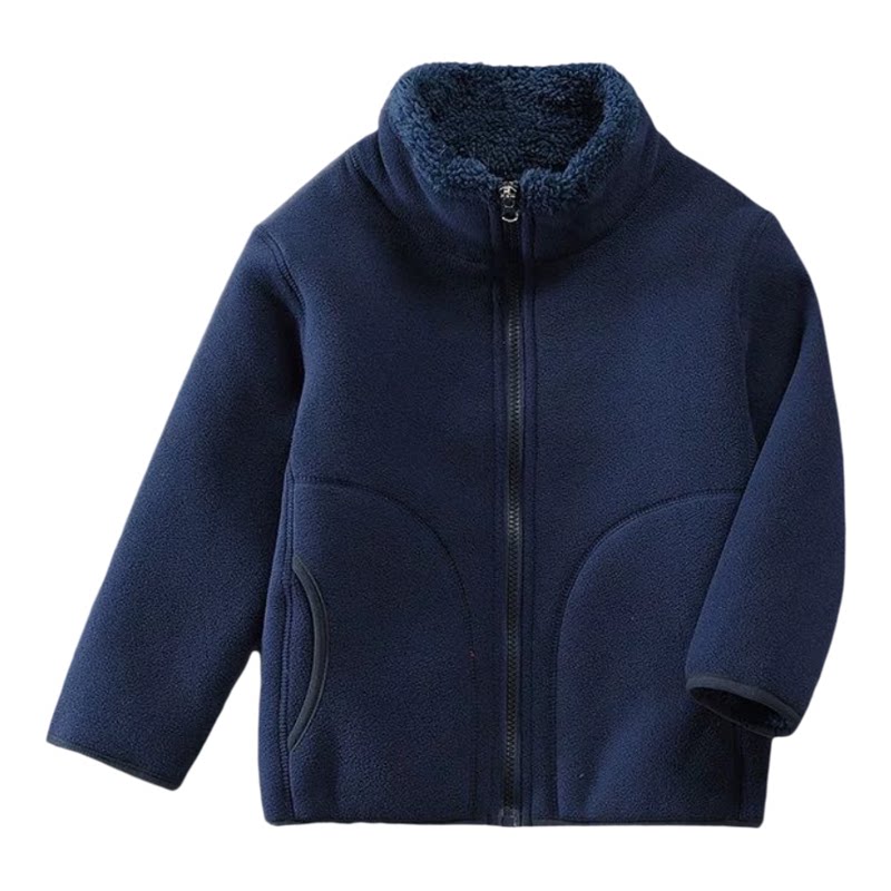 儿童加绒绒衣服校服神器双面摇粒绒立领拉链外套加厚保暖防风内搭