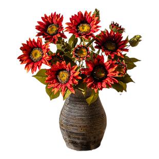 仿真向日葵花束高端梵高欧式假花油画太阳花客厅艺术摆件轻奢装饰