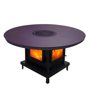 郎图特四面观火旋转餐桌真火壁炉圆桌庭院餐客厅柴火烤火炉取暖桌