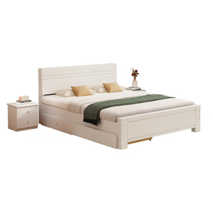 实木床1.8米主卧双人大床升级家用1.5米出租房用经济性加厚单人床