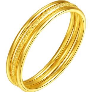 梦金园素圈黄金戒指女新款爆款万纯足金指环三生三世光面戒子礼物