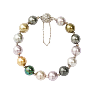 西大班南洋白蝶皇后珍珠手链女爆款人造海水澳白金珠混彩珍珠手串