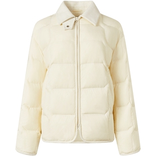 坦博尔90%鸭绒轻薄羽绒服女秋季时尚百搭短款饼干衬衫领保暖外套