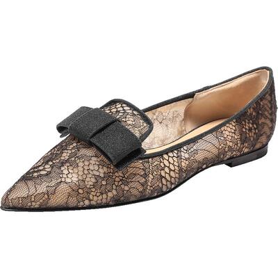 自营周仰杰蝴蝶结蕾丝单鞋平底鞋