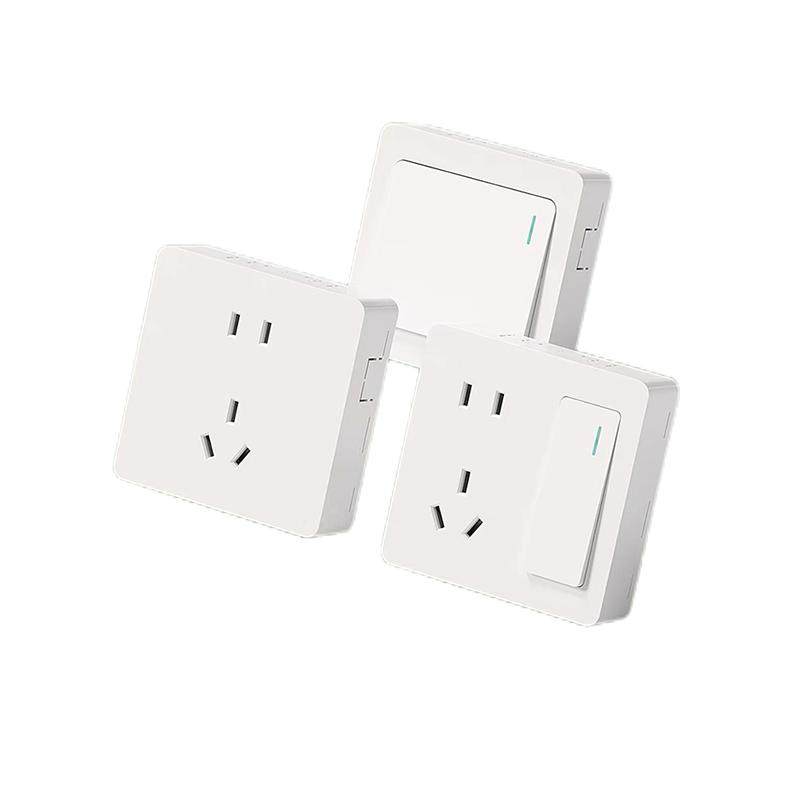 国际电工明装开关插座面板墙壁家用10A一开5五孔双控插座多孔明线