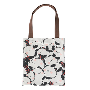 萌力星球萌二萌六帆布袋小熊猫装可爱系列休闲帆布包大容量单肩包