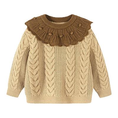 迷你巴拉女童大翻领立体毛球上衣
