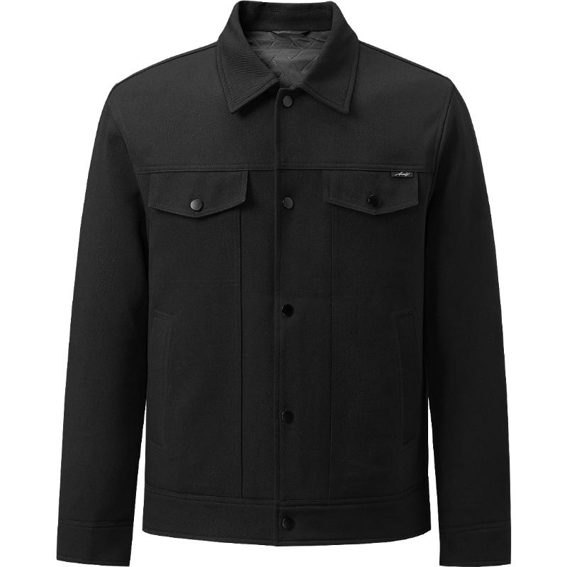 HLA/海澜之家轻商务翻领工装棉服25秋冬新时尚暗纹肌理保暖外套男