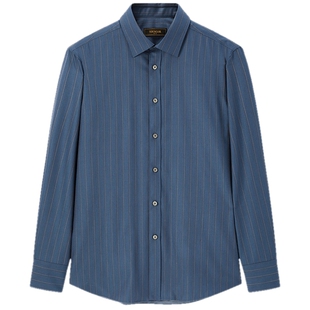 【90羽绒衬衫】雅戈尔新品商务休闲白鹅绒内胆保暖竖条纹长袖衬衫