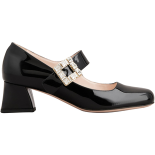【礼物】Roger Vivier/RV女鞋Tres Vivier饰扣高跟鞋玛丽珍鞋
