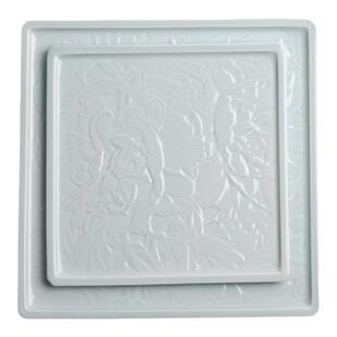 山水一间雕刻牡丹花陶瓷盘子平盘托盘餐具点心盘长方形茶具壶承