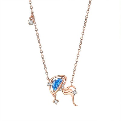 925纯银清新甜美浮光水母项链