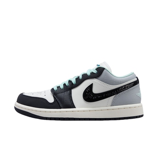 Jordan耐克女鞋黑白灰绿AJ1经典低帮板鞋运动鞋篮球鞋 IX5001-101