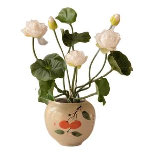 喜莱卡仿真花荷花假花绢花客厅装饰餐桌摆设花小莲花家居装饰花艺