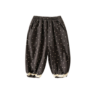 女童裤子秋冬装加绒2026新款碎花女孩洋气好看休闲裤儿童纯棉长裤