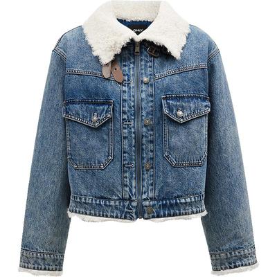 ONLY毛绒拼接领口保暖牛仔外套