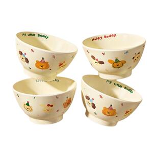 可爱陶瓷米饭碗家用高颜值女生碗盘餐具特别好看的个人专用吃饭碗