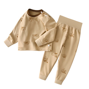 秋衣秋裤男童纯棉宝宝内衣套装婴幼儿护肚睡衣高腰女童分体家居服