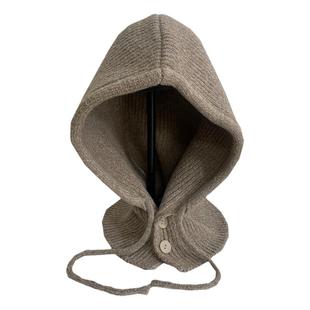 韩版ins风护耳帽秋冬韩国东大门代购围脖一体加厚保暖毛线法拉帽